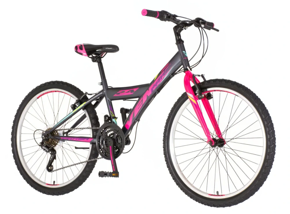 Bicykel Venssini Parma 24" Tmavo Sivá Ružová KIDS