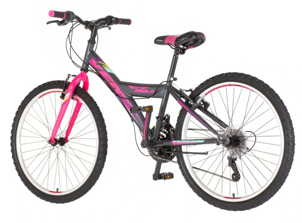 Bicykel Venssini Parma 24" Tmavo Sivá Ružová KIDS