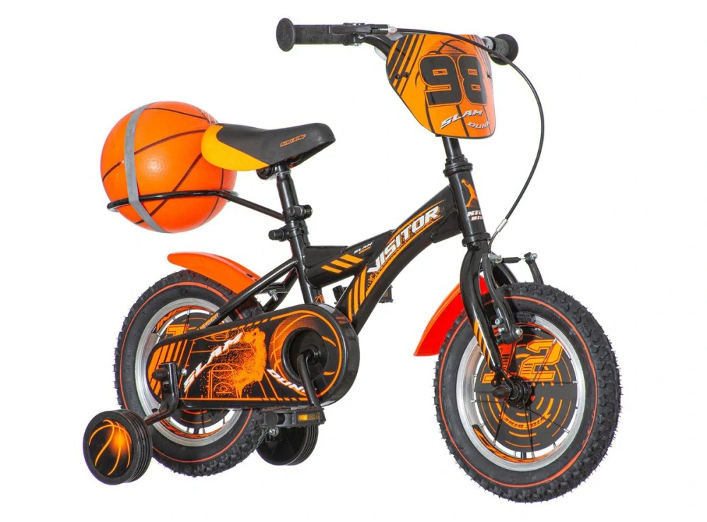 Bicykel Visitor Basket 12" čierno-oranžový KIDS