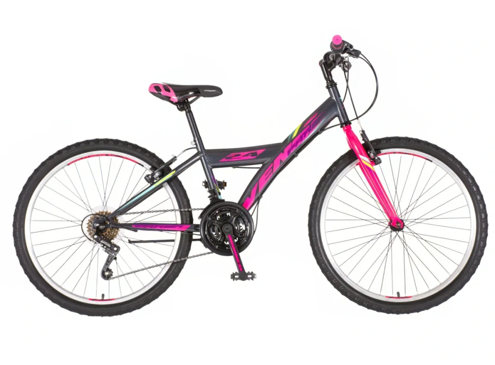 Bicykel Venssini Parma 24" Tmavo Sivá Ružová KIDS